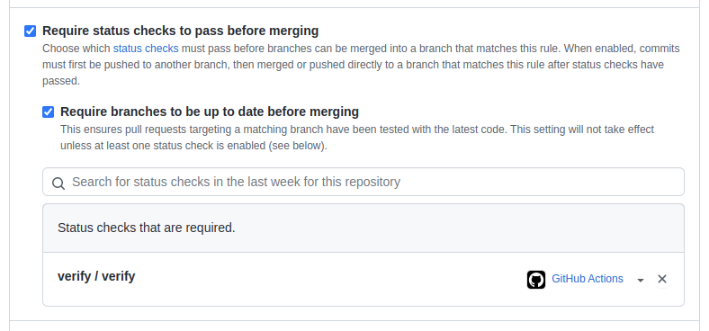 GitHub main branch protection verify